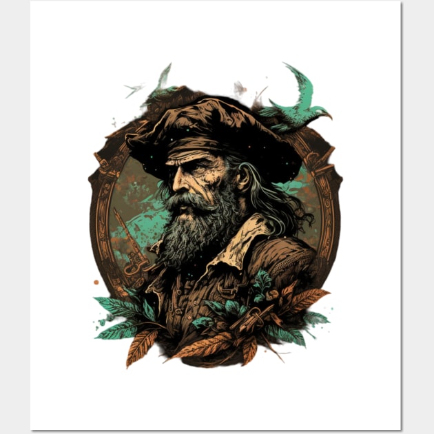 Vintage Pirate Captain Classic Art Design Wall Art by JMG Digital